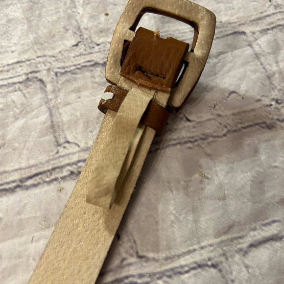 COLDWATER CREEK GENUINE LEATHER BROWN PEBBLE GRAIN COVERED BUCKLE BELT SIZE MED - Picture 3 of 9